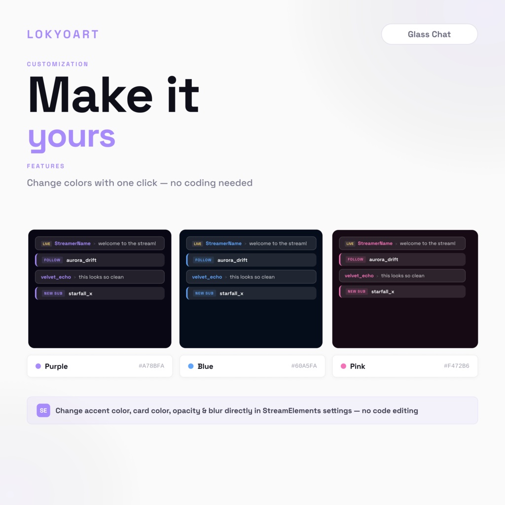 Glass Chat Overlay for StreamElements | Twitch OBS Widget (Glass Blur)