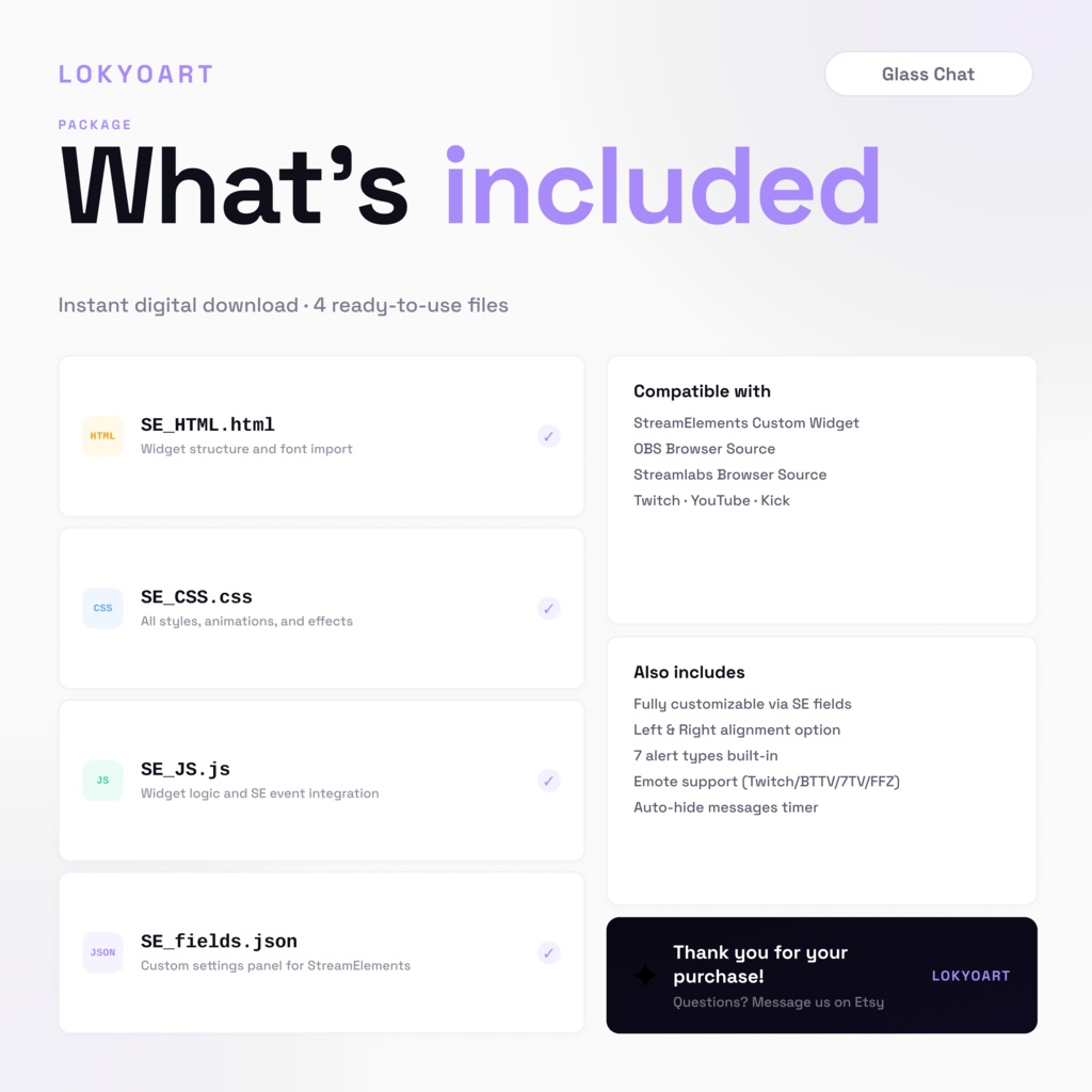 Glass Chat Overlay for StreamElements | Twitch OBS Widget (Glass Blur)