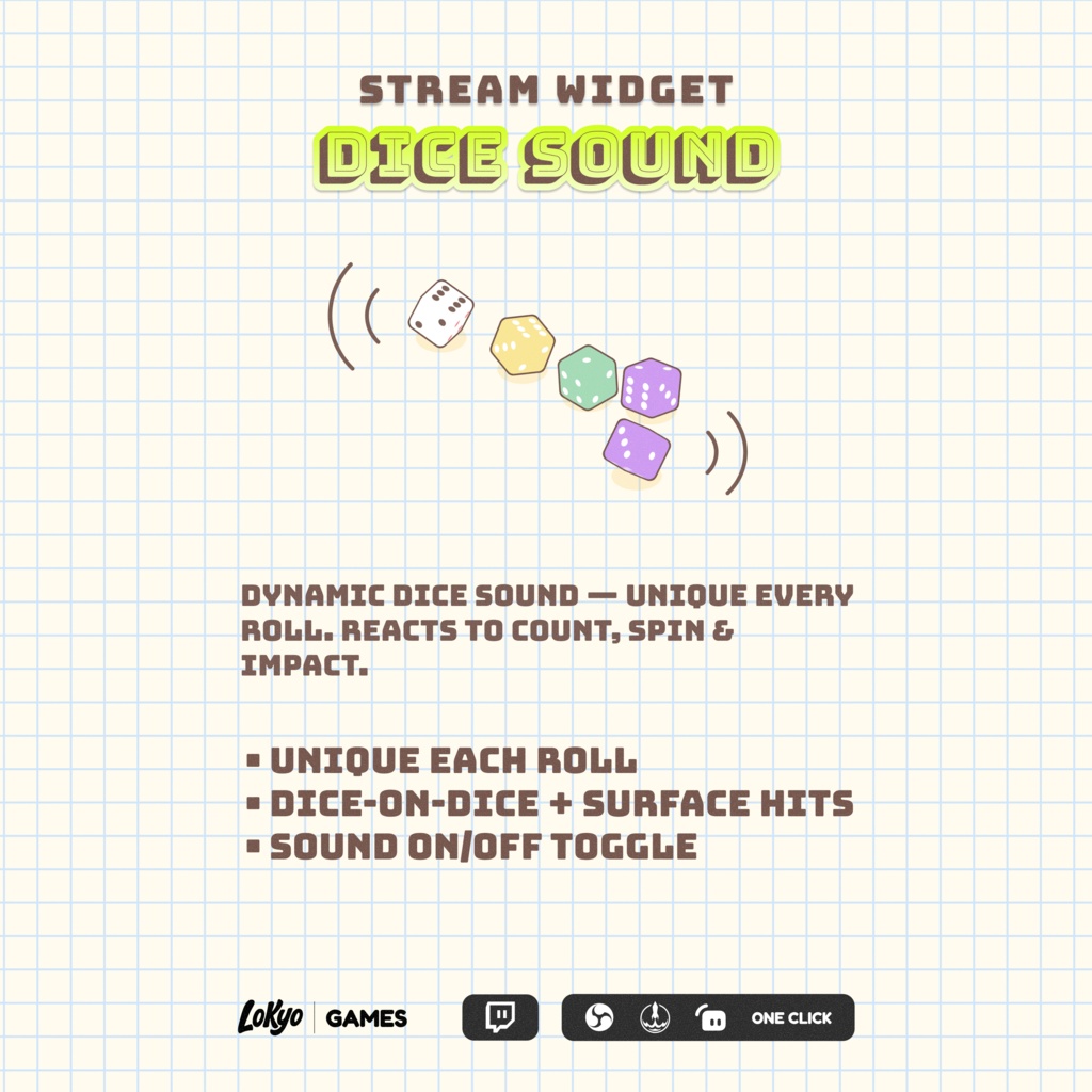 Dice 3D Roller for Twitch Chat – StreamElements Dice Overlay (1–20 Dice)
