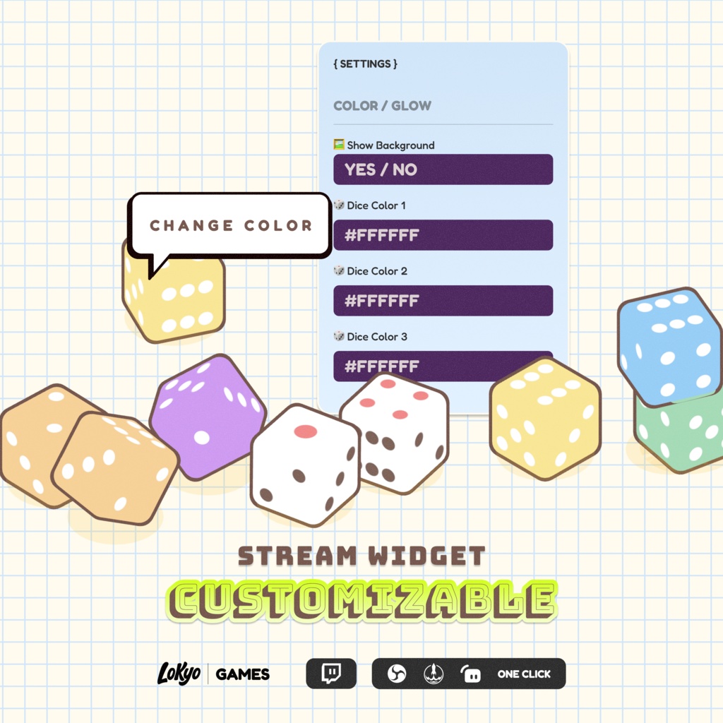 Dice 3D Roller for Twitch Chat – StreamElements Dice Overlay (1–20 Dice)