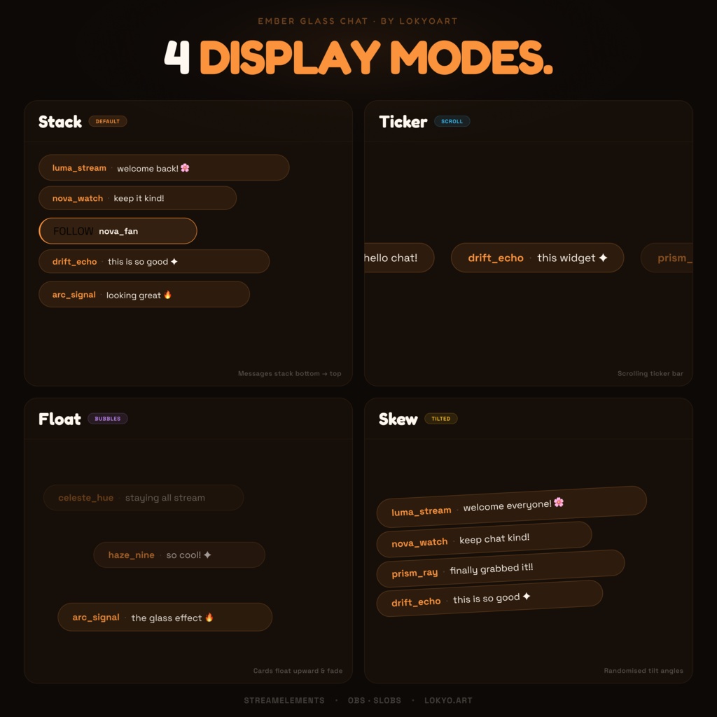 Ember Glass Chat Overlay – Frosted Amber StreamElements Widget
