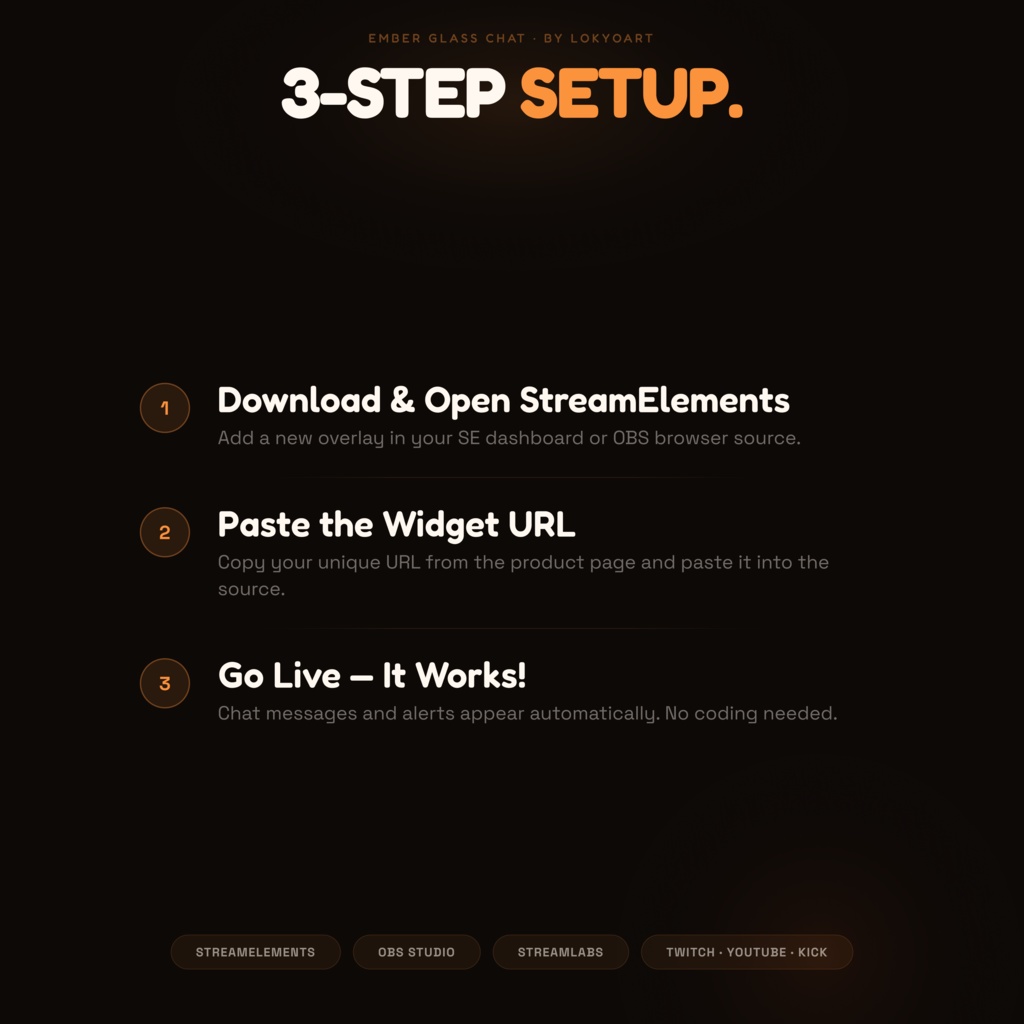 Ember Glass Chat Overlay – Frosted Amber StreamElements Widget