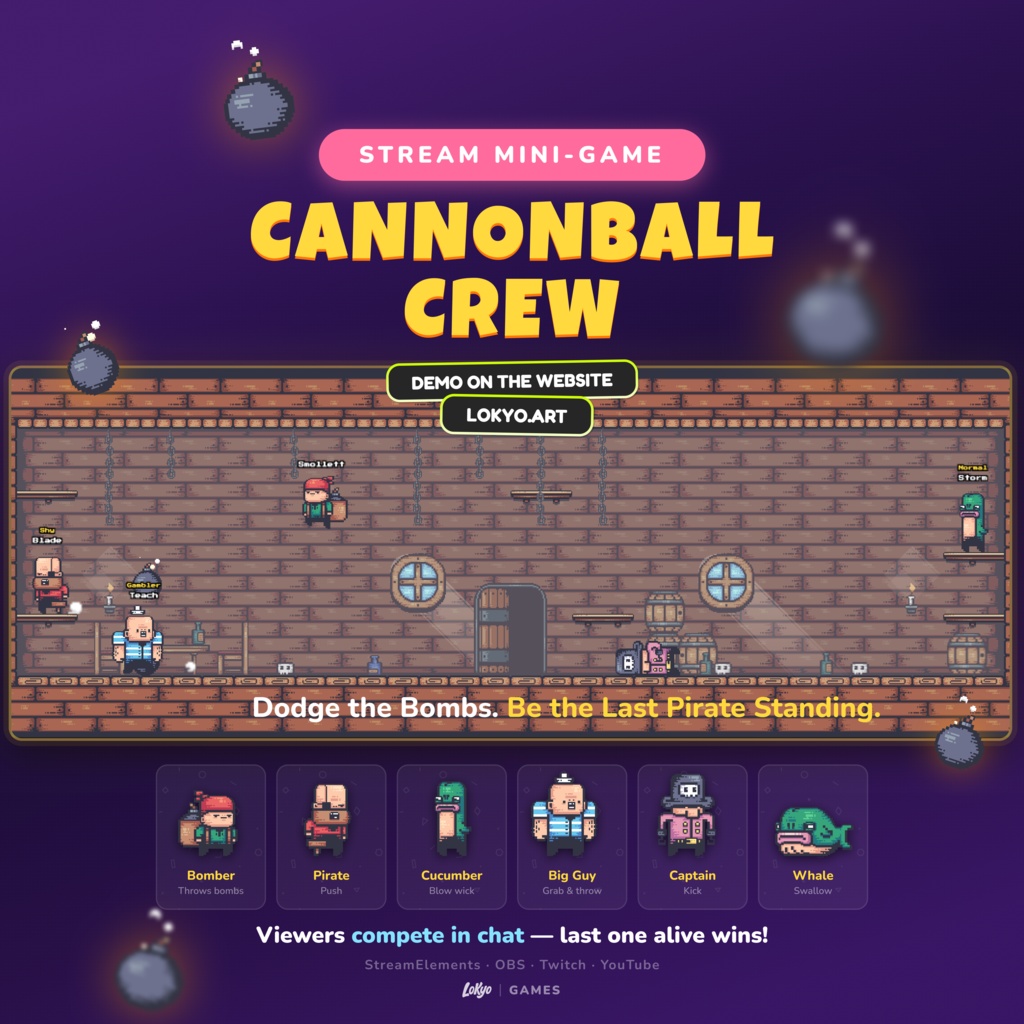Cannonball Crew โ Chat Survival Mini-Game for Twitch | StreamElements Widget | Interactive Stream Game