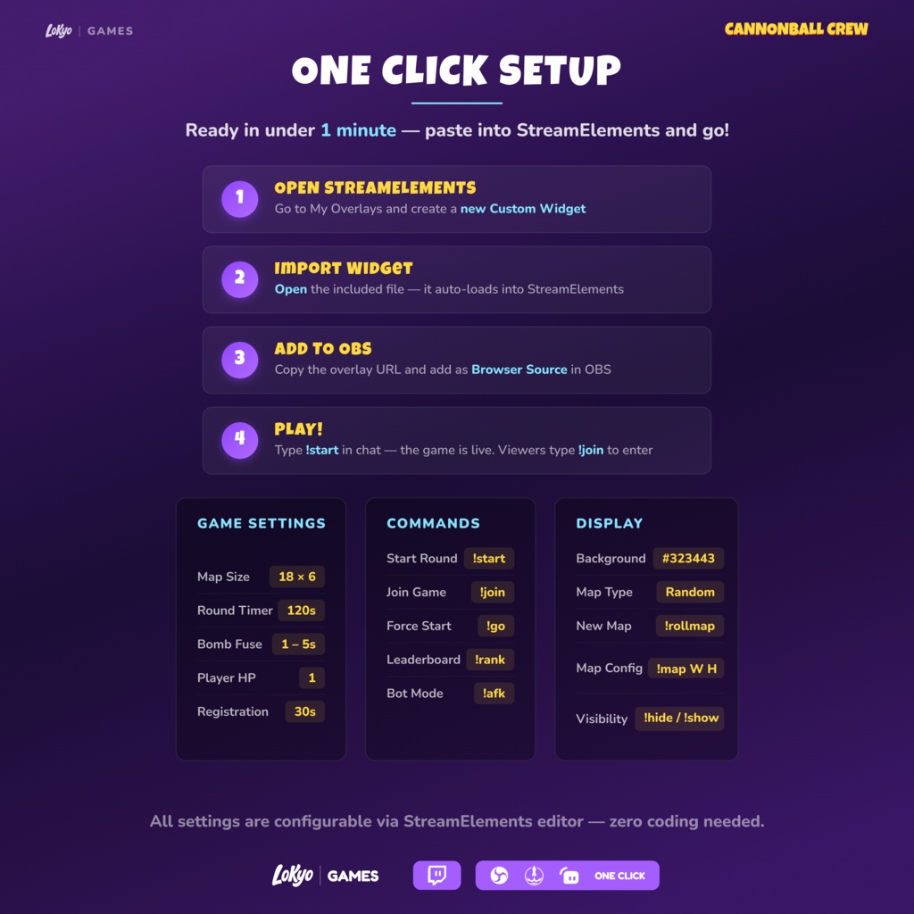 Cannonball Crew โ Chat Survival Mini-Game for Twitch | StreamElements Widget | Interactive Stream Game
