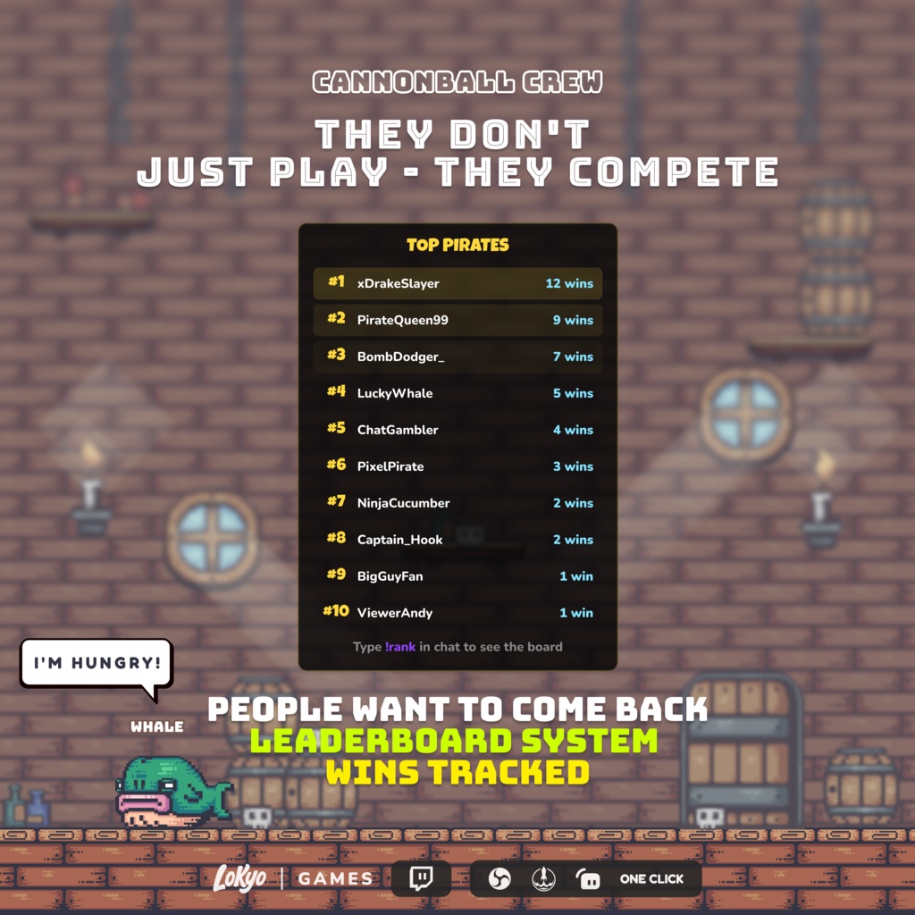 Cannonball Crew โ Chat Survival Mini-Game for Twitch | StreamElements Widget | Interactive Stream Game