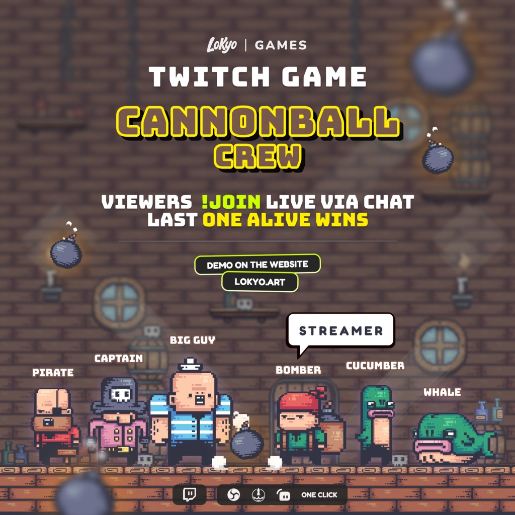 Cannonball Crew — Chat Survival Mini-Game for Twitch | StreamElements Widget | Interactive Stream Game