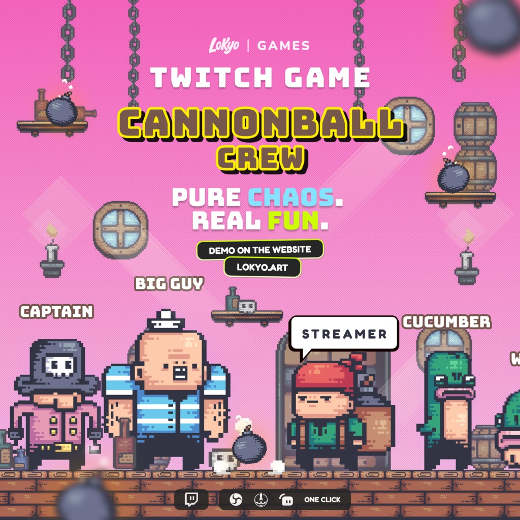 Cannonball Crew — Chat Survival Mini-Game for Twitch | StreamElements Widget | Interactive Stream Game