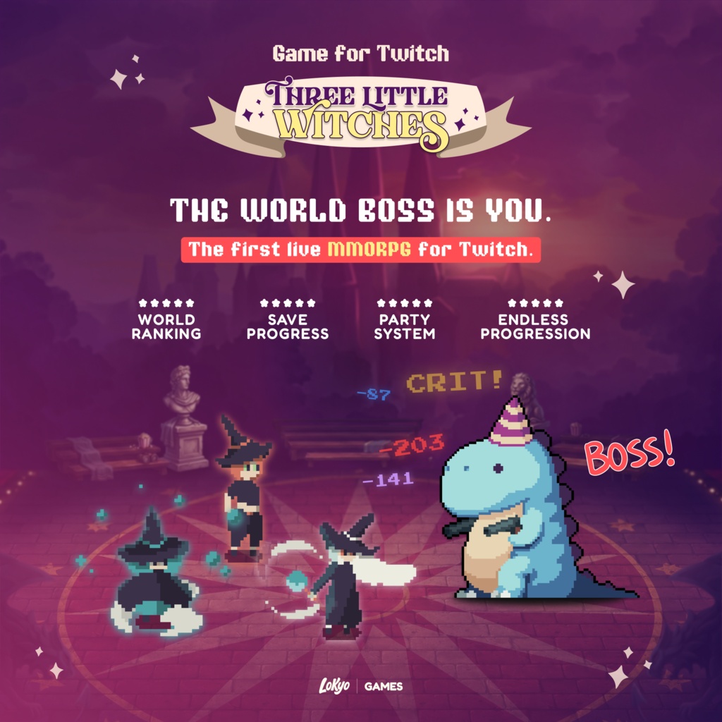 Three Little Witches: Raid the Boss | Live RPG Chat Game | Twitch Stream Widget | StreamElements OBS