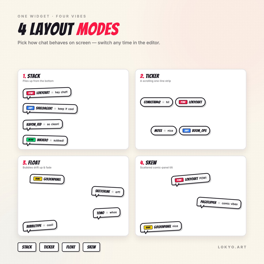 COMIC BOOK CHAT — Animated Twitch & Kick Chat Overlay for StreamElements