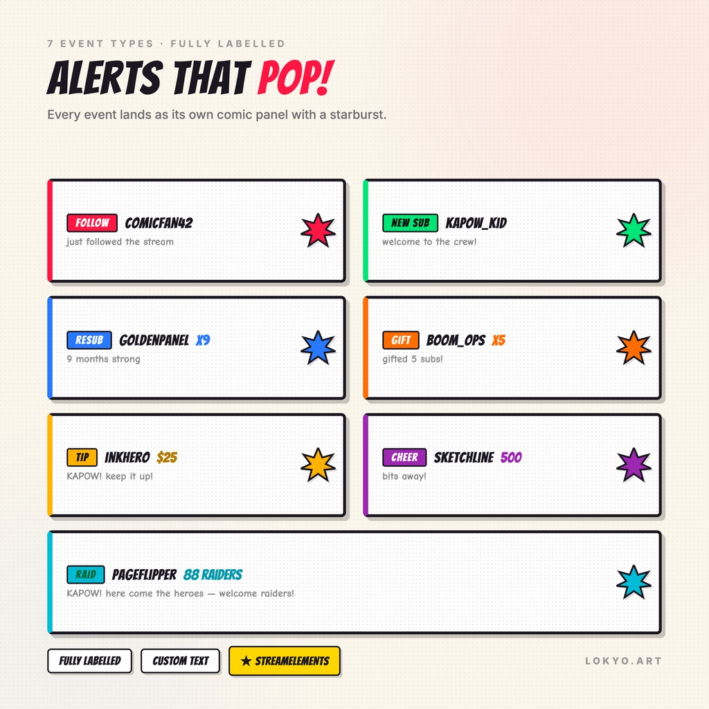COMIC BOOK CHAT — Animated Twitch & Kick Chat Overlay for StreamElements