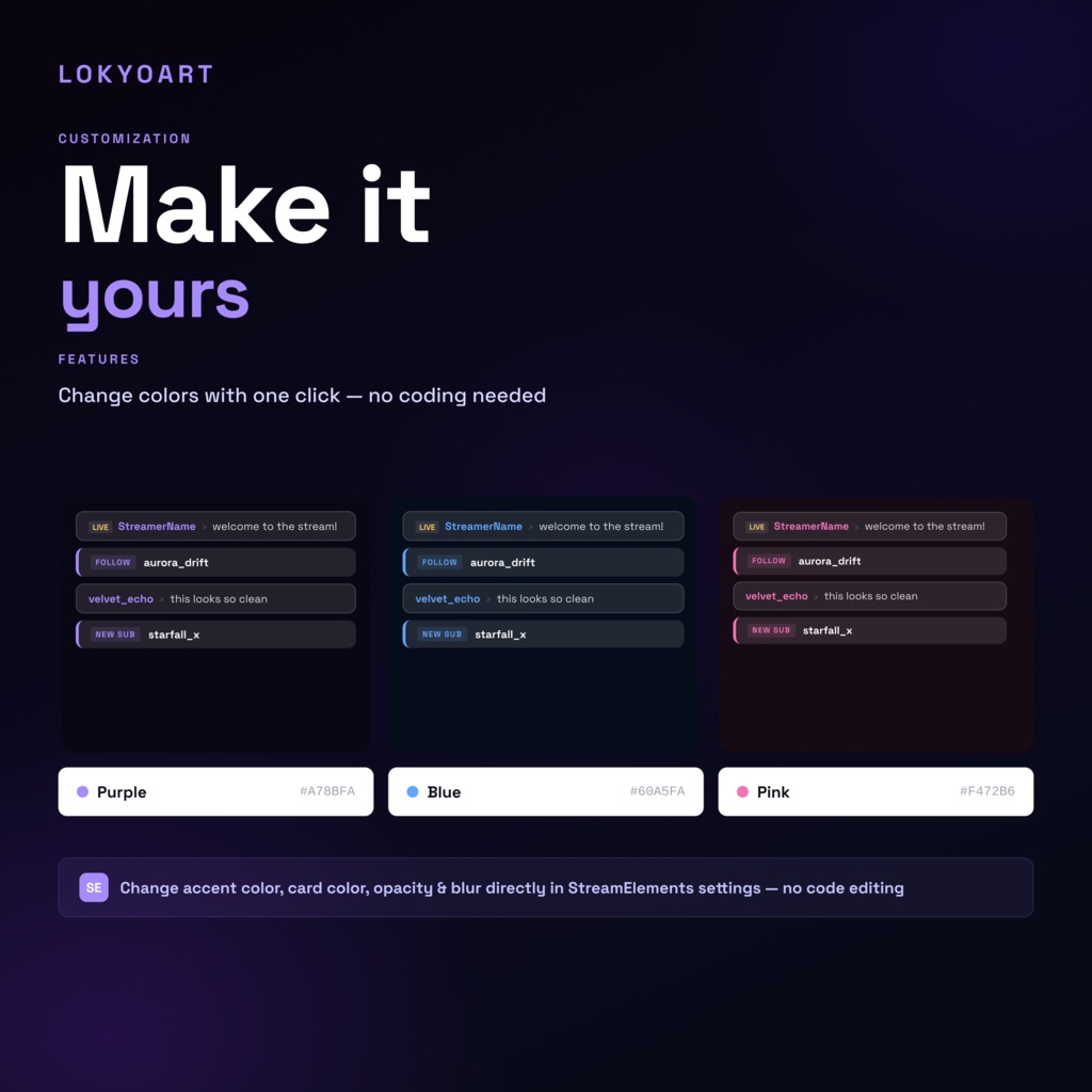 Glass Aura — Glass Morphism Chat & Alert Overlay for Twitch