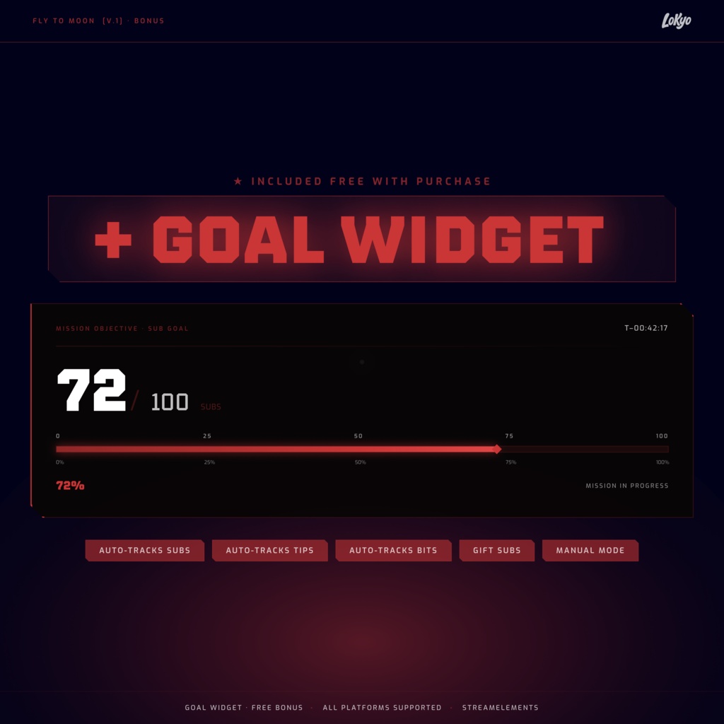 Fly To The Moon Chat – Sci-Fi Mission Control Chat Overlay for Twitch. BONUS – Widget Goal