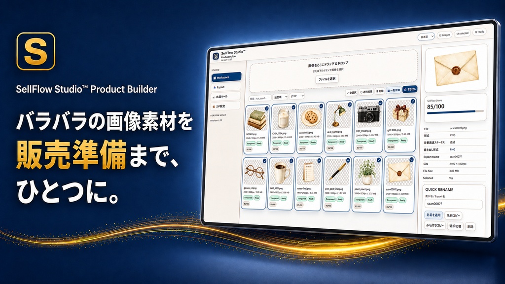 SellFlow Studio™ Product Builder v2.22｜画像素材の販売準備・ZIP作成ツール