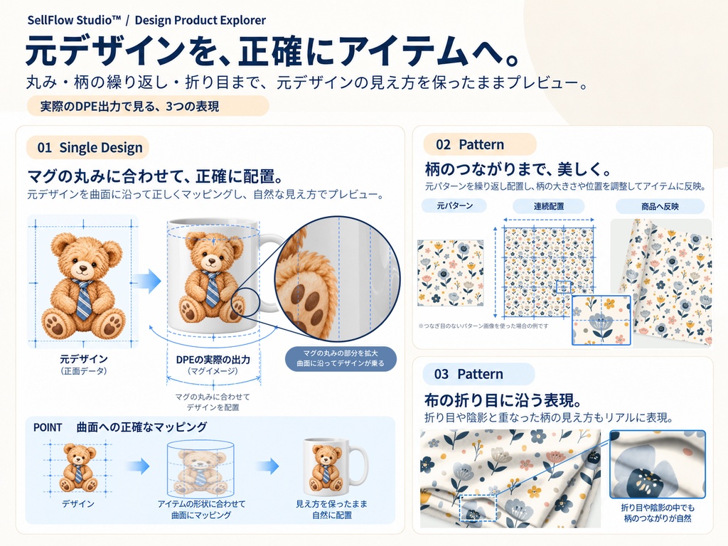 SellFlow Studio™ Design Product Explorer|デザインの商品展開・モックアップ作成ツール
