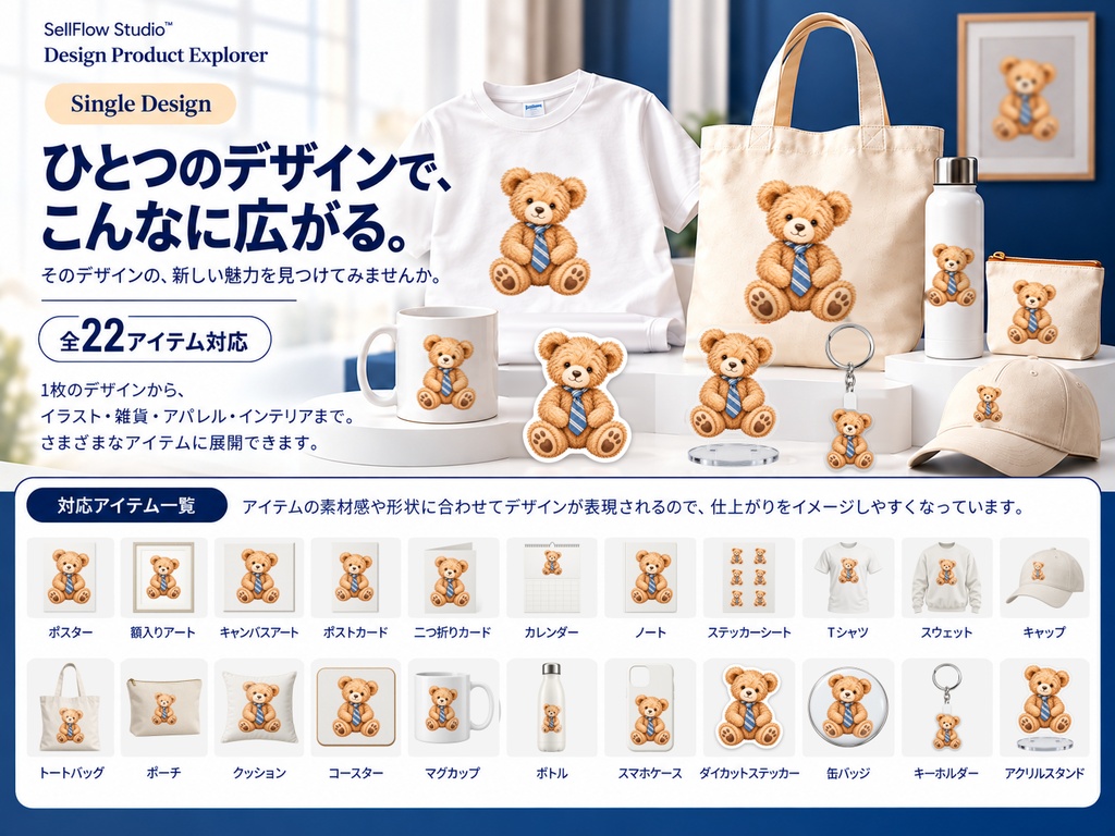 SellFlow Studio™ Design Product Explorer|デザインの商品展開・モックアップ作成ツール