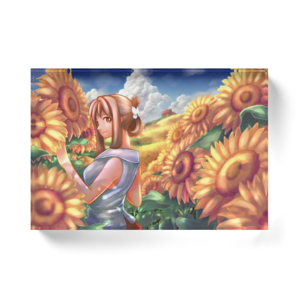 向日葵畑/アクリルブロック