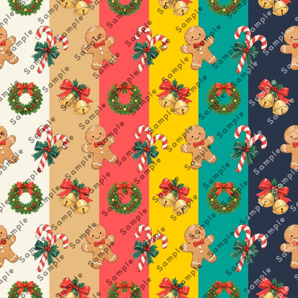 クリスマスモチーフのデジタルペーパー3種類6色