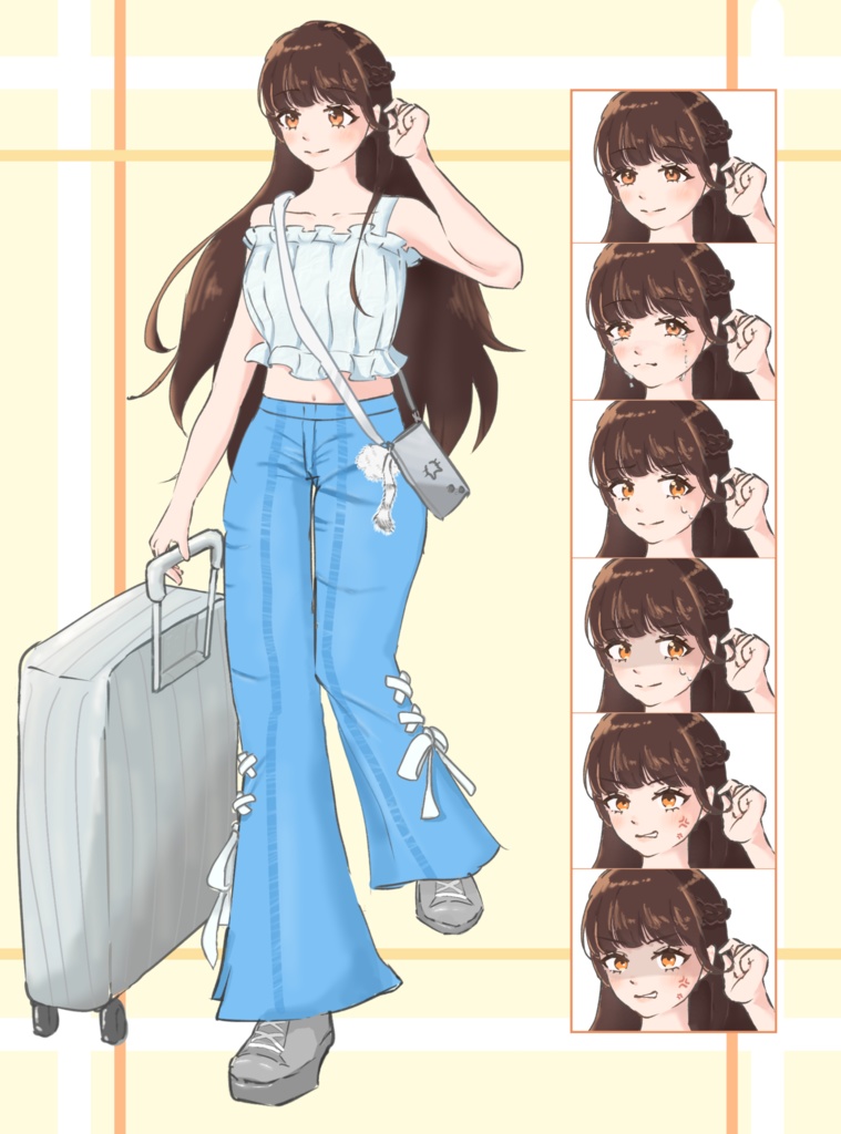 女性旅行者立ち絵【差分14種】