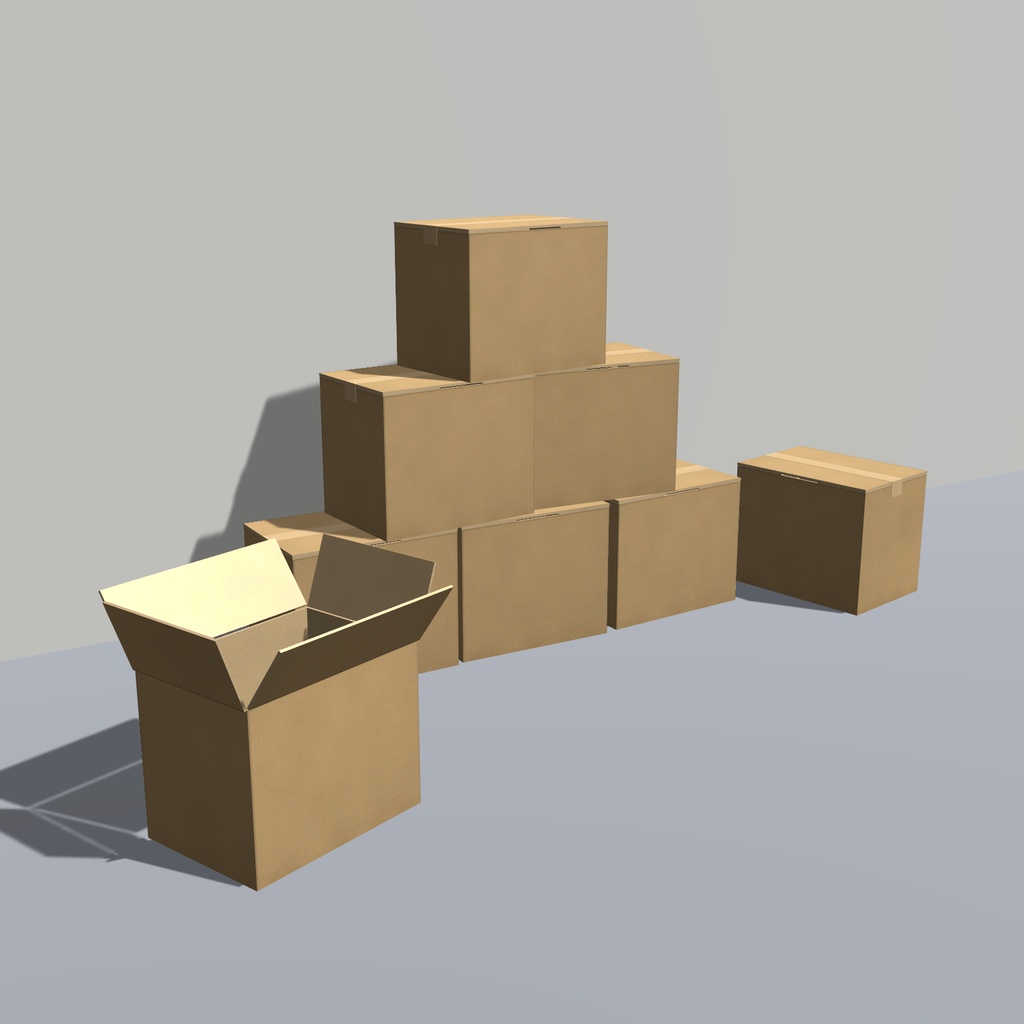 【無料】段ボール箱 宅配100サイズ|Low Poly Cardboard Box|Unity / VRChat / FBX