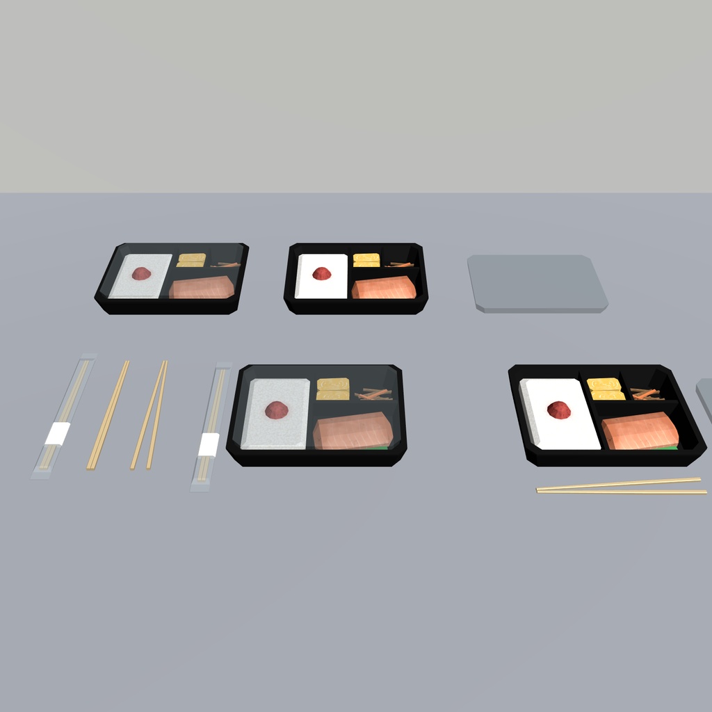 【ローポリ】鮭弁当(お箸付き)|Low Poly Salmon Bento|Unity / VRChat / FBX