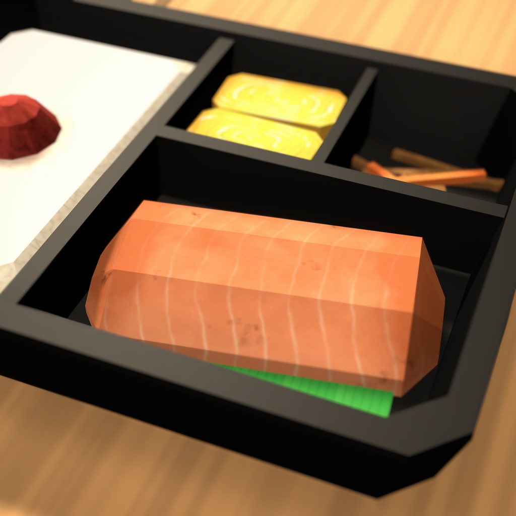 【ローポリ】鮭弁当(お箸付き)|Low Poly Salmon Bento|Unity / VRChat / FBX