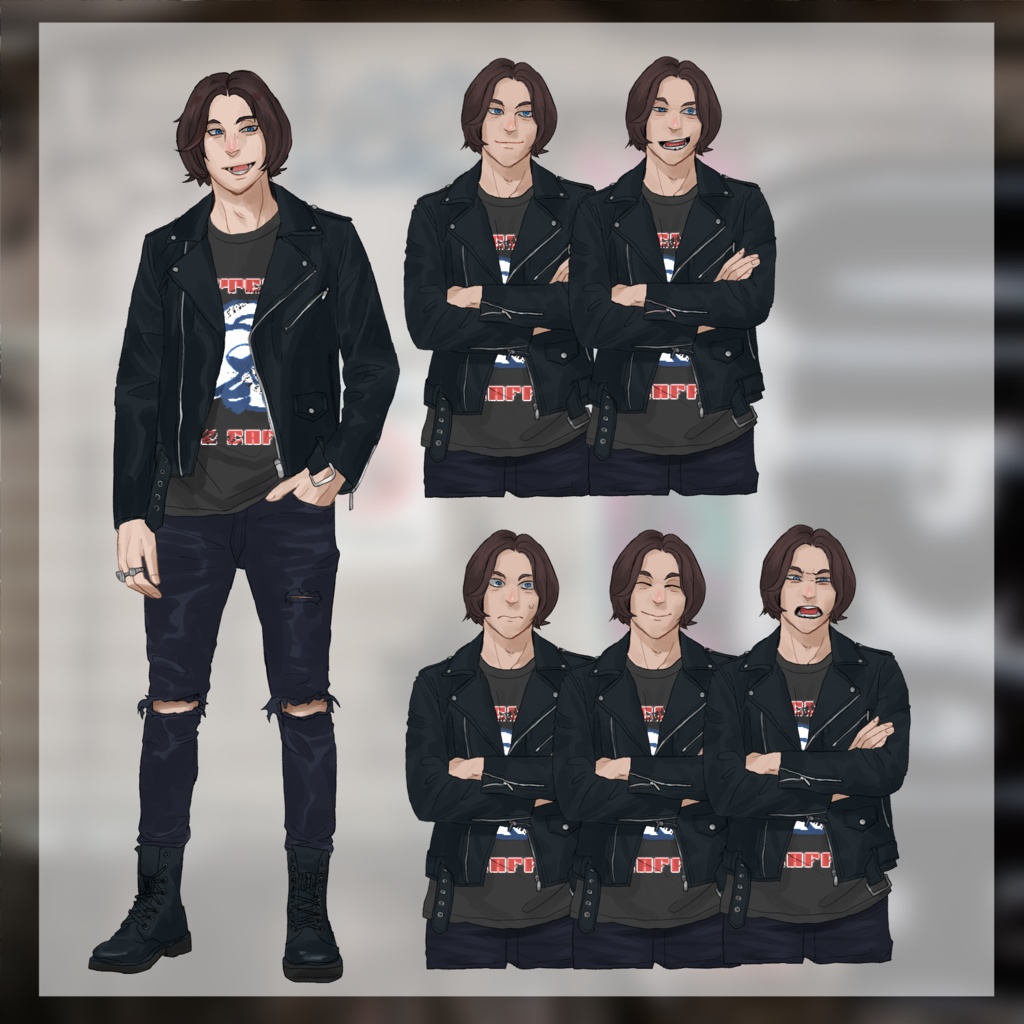 男性立ち絵(ロッカー)【全身+バスト差分有】