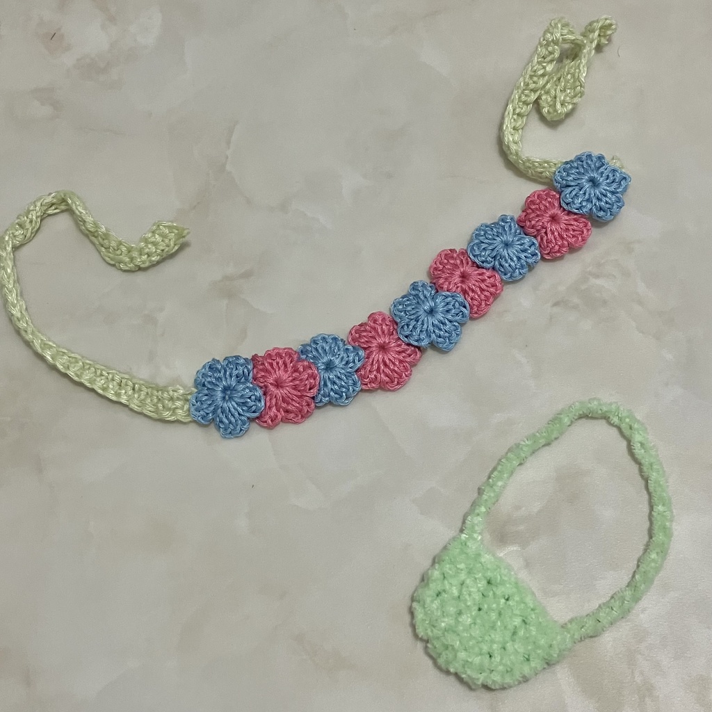 花かんむりとバッグのセット(ピンクと水色)