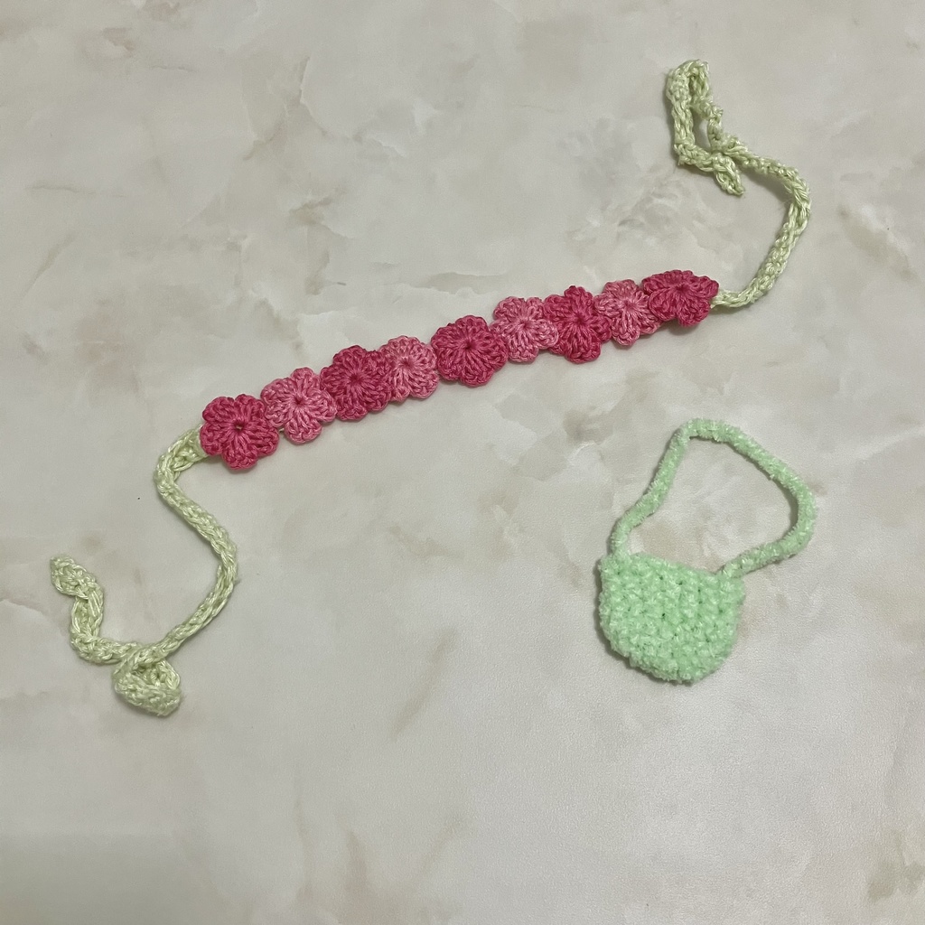 花かんむりとバッグのセット(ピンク)