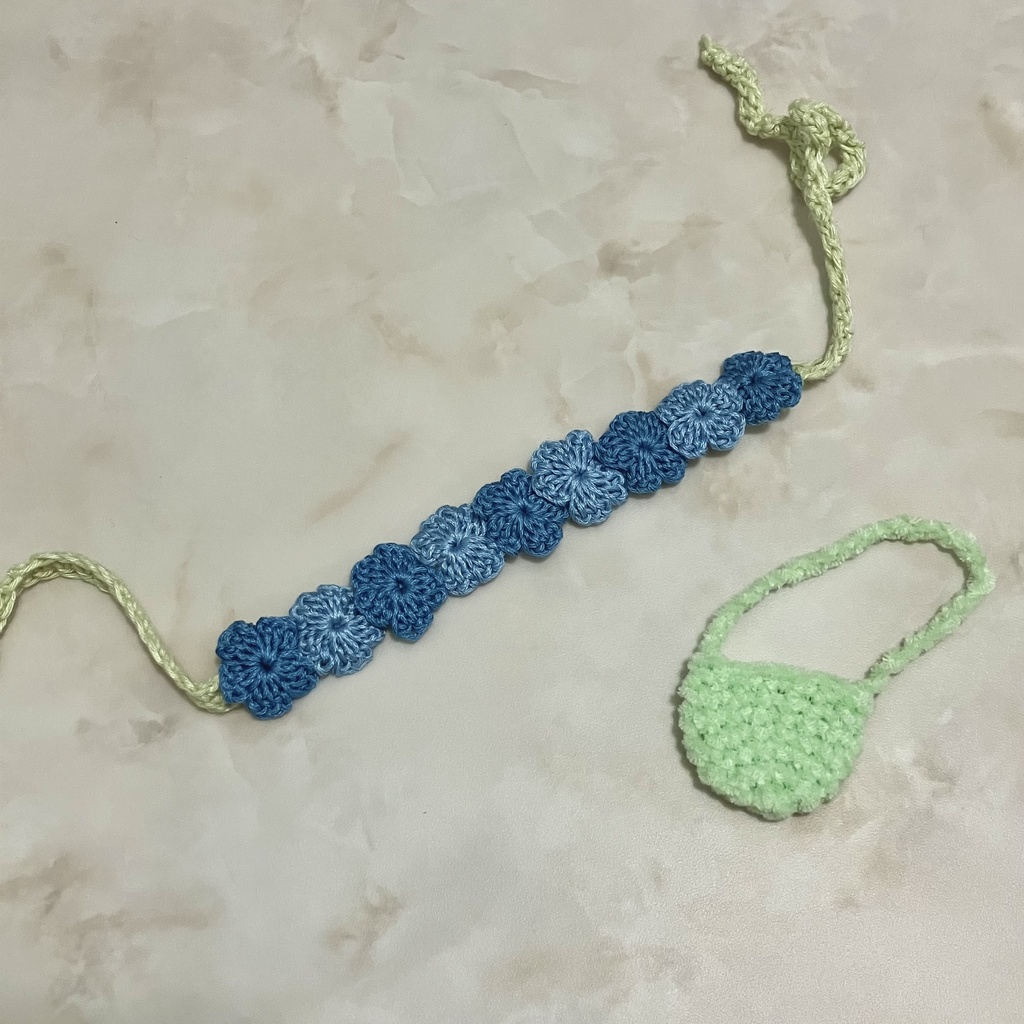 花かんむりとバッグのセット(水色)