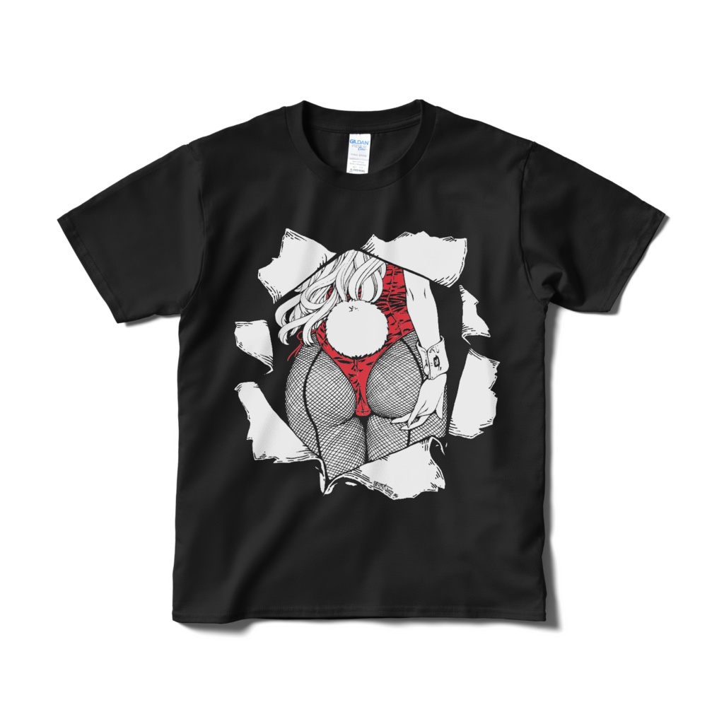 赤バニー尻黒Tシャツ