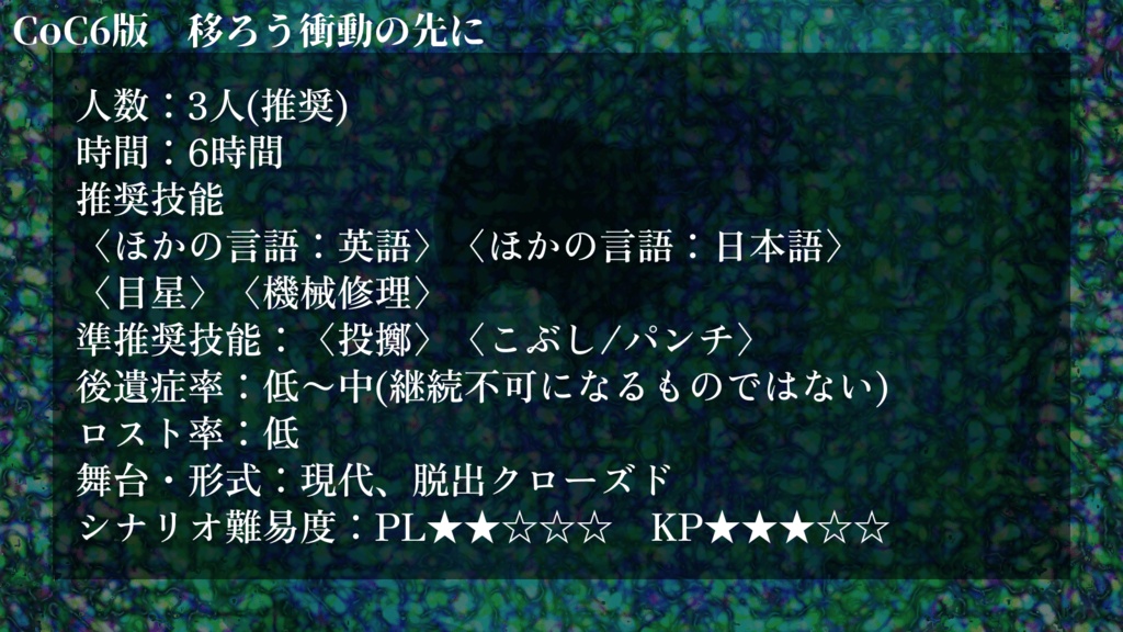 CoC6版「移ろう衝動の先に」