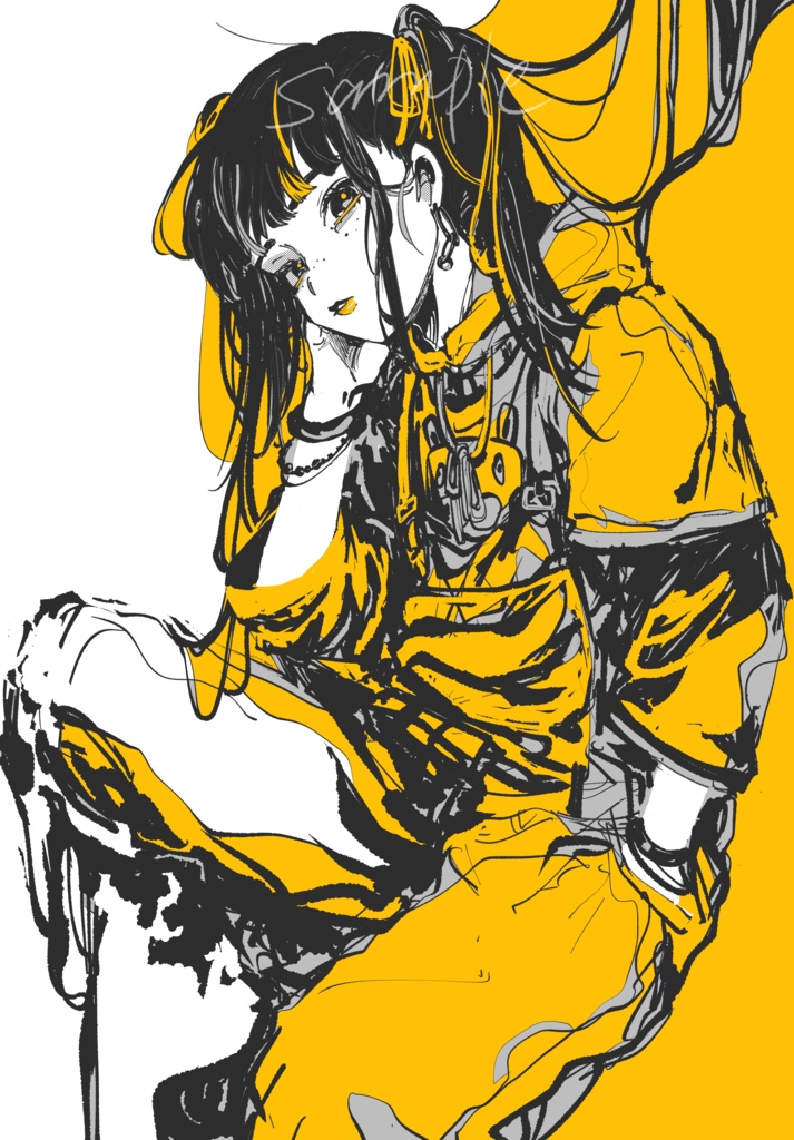 【背面】ツインテT-shirt(黄)