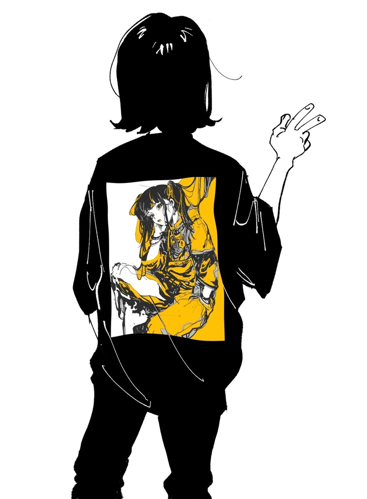 【背面】ツインテT-shirt(黄)