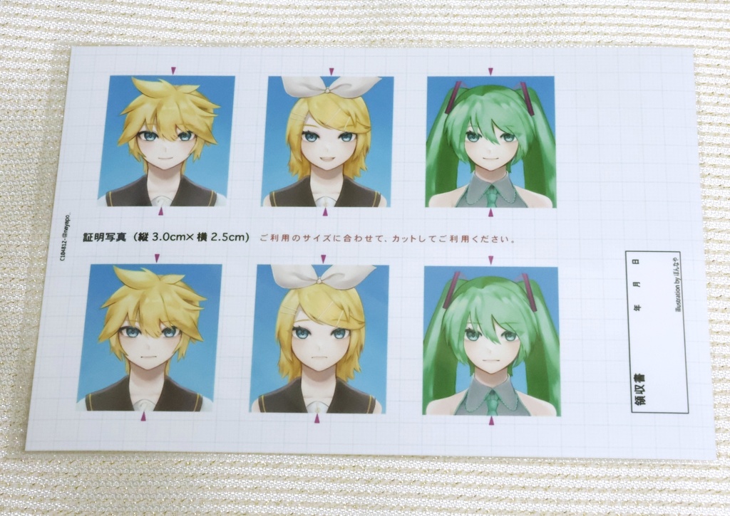 証明写真風ブロマイド/初音ミク/鏡音リン/三人