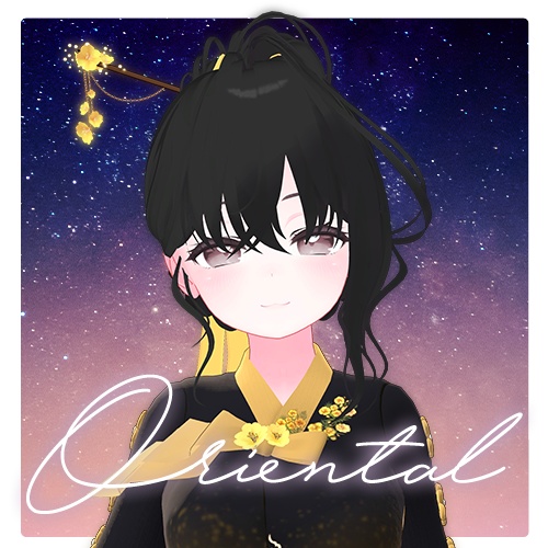 🌕Oriental Bun hair With🌼flower binyeo(花かんざし) [ VRC Hair ]