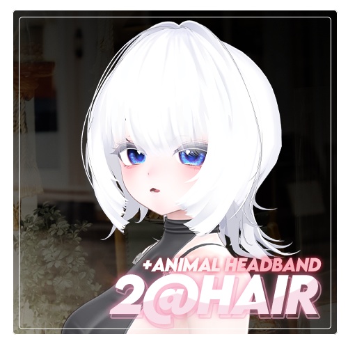 🐶 2A Hair 🐱 with けもみみ(ワンちゃん,ねこ) ヘアバンドㅡ 【 VRChat Hair 】