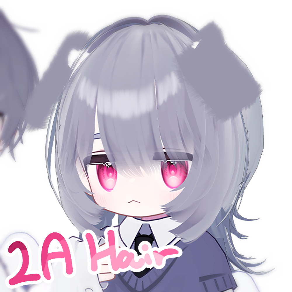 🐶 2A Hair 🐱 with けもみみ(ワンちゃん,ねこ) ヘアバンドㅡ 【 VRChat Hair 】