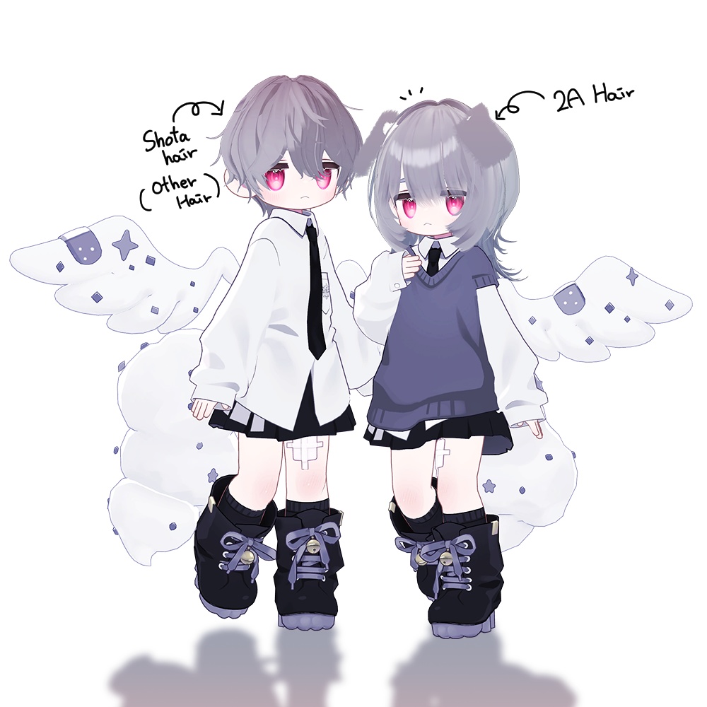 🐶 2A Hair 🐱 with けもみみ(ワンちゃん,ねこ) ヘアバンドㅡ 【 VRChat Hair 】