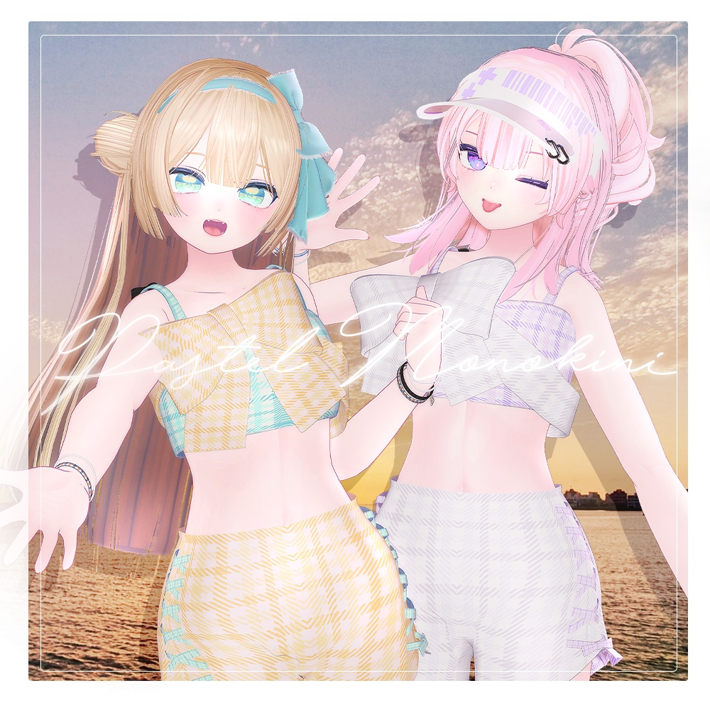 🌊Pastel check Monokini🌊 - 【 VRC Clothes 】