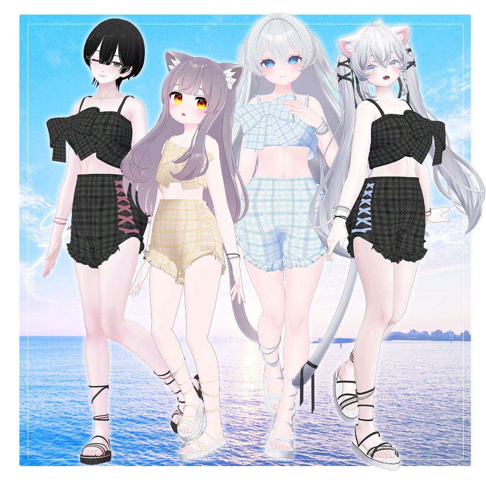 🌊Pastel check Monokini🌊 - 【 VRC Clothes 】