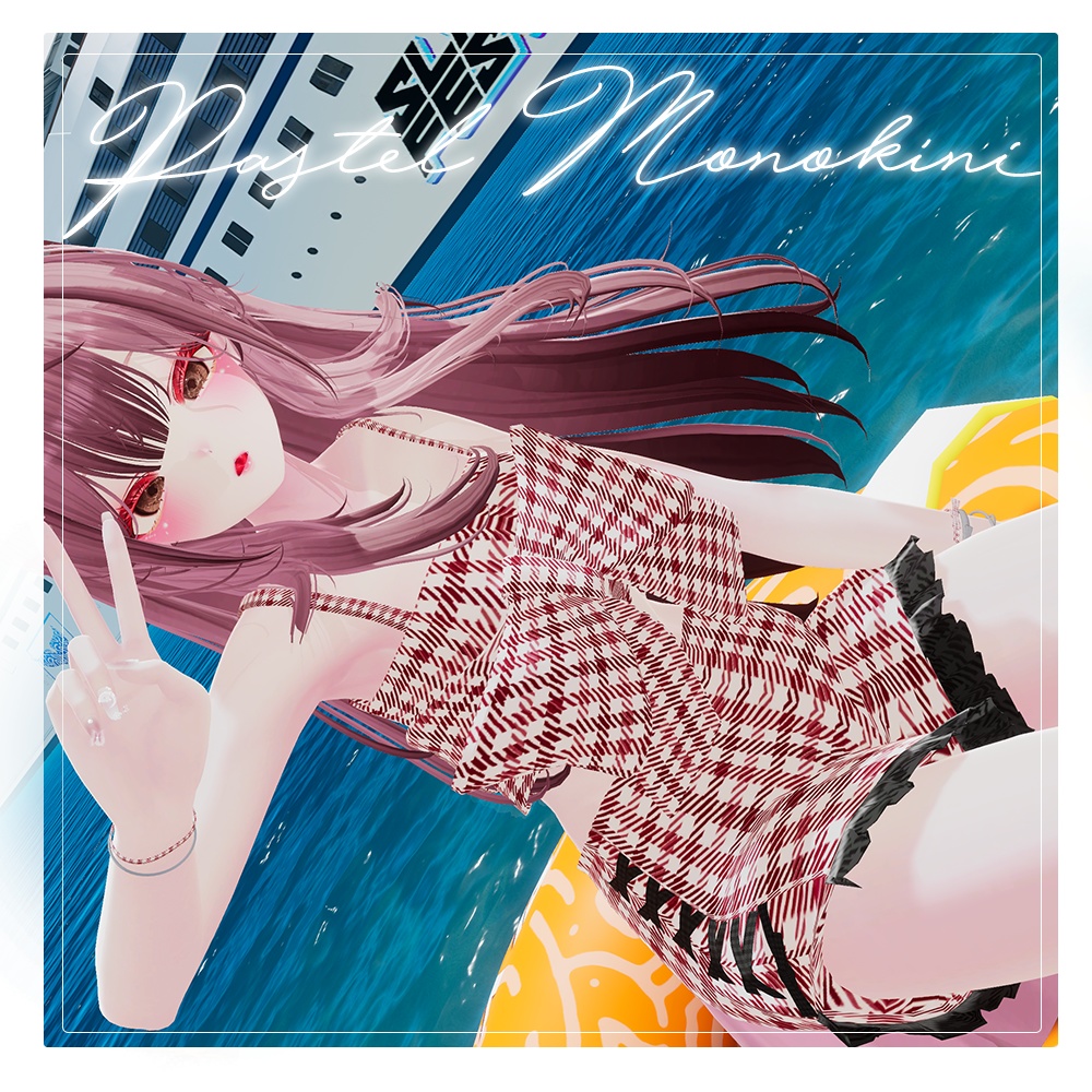 🌊Pastel check Monokini🌊 - 【 VRC Clothes 】