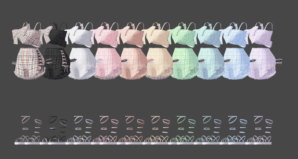 🌊Pastel check Monokini🌊 - 【 VRC Clothes 】