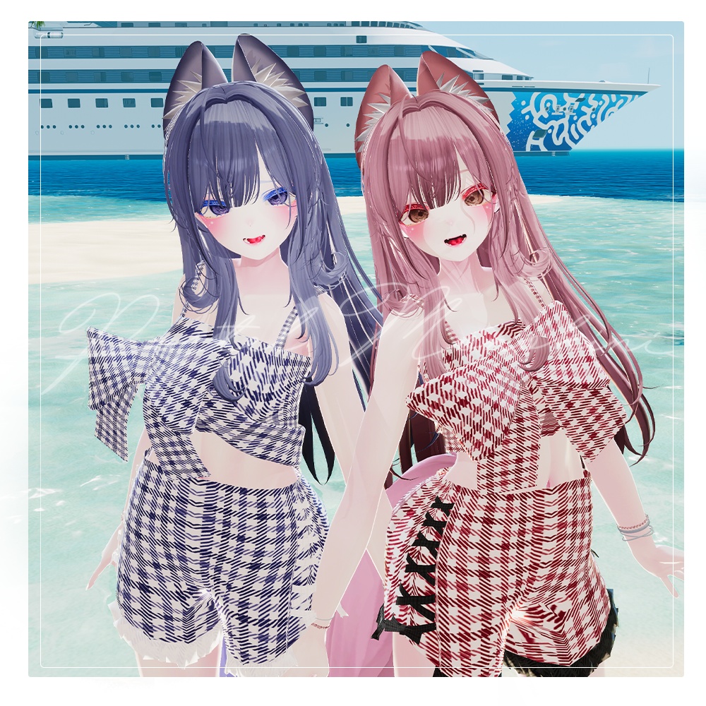 🌊Pastel check Monokini🌊 - 【 VRC Clothes 】