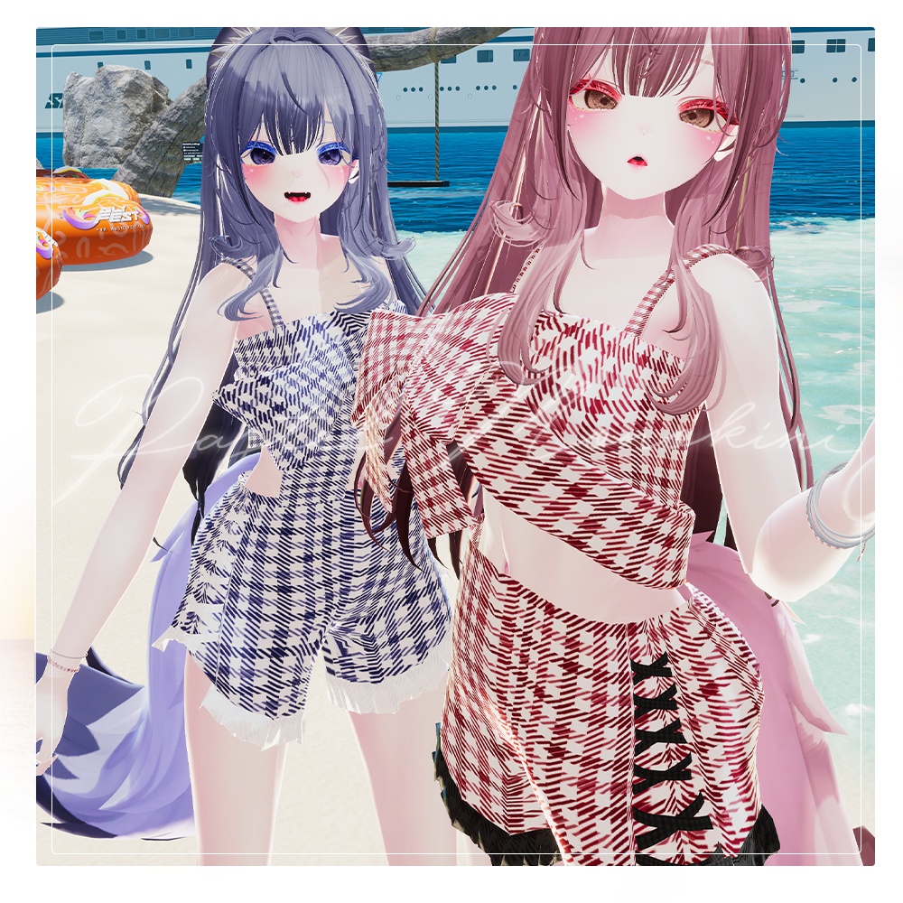🌊Pastel check Monokini🌊 - 【 VRC Clothes 】