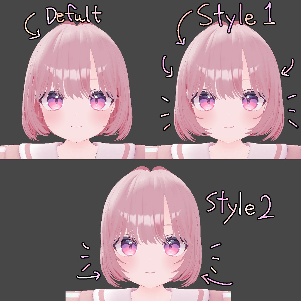 💞 bob hair new (No.2) ㅡ 【 VRChat Hair / 3Dヘアモデル】