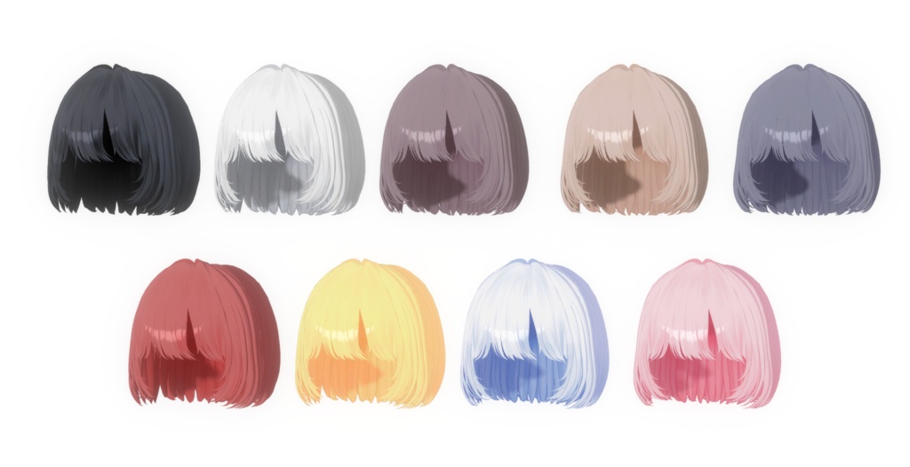 💞 bob hair new (No.2) ㅡ 【 VRChat Hair / 3Dヘアモデル】