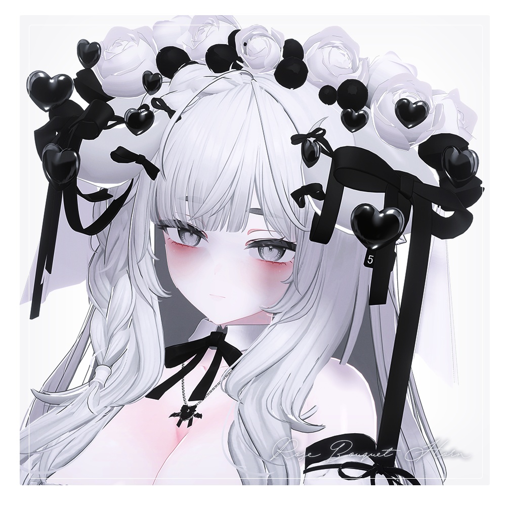 バラの花束と角 Rose Bouquet Horn【 VRChat アクセサリー/ VRChat Accessories 】