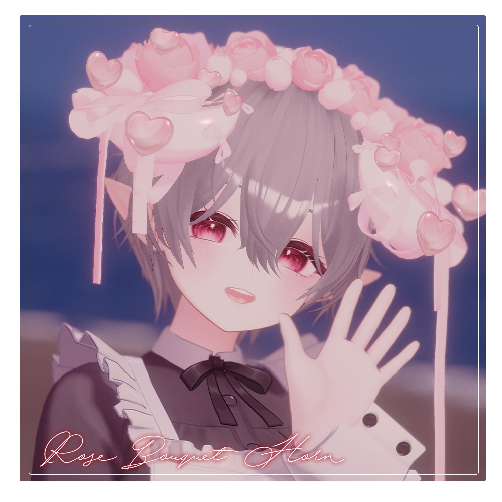 バラの花束と角 Rose Bouquet Horn【 VRChat アクセサリー/ VRChat Accessories 】
