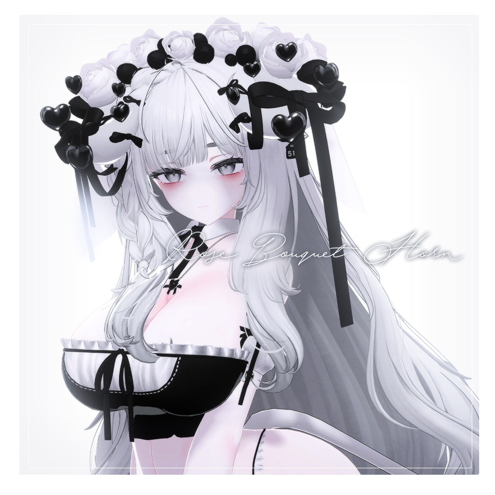 バラの花束と角 Rose Bouquet Horn【 VRChat アクセサリー/ VRChat Accessories 】