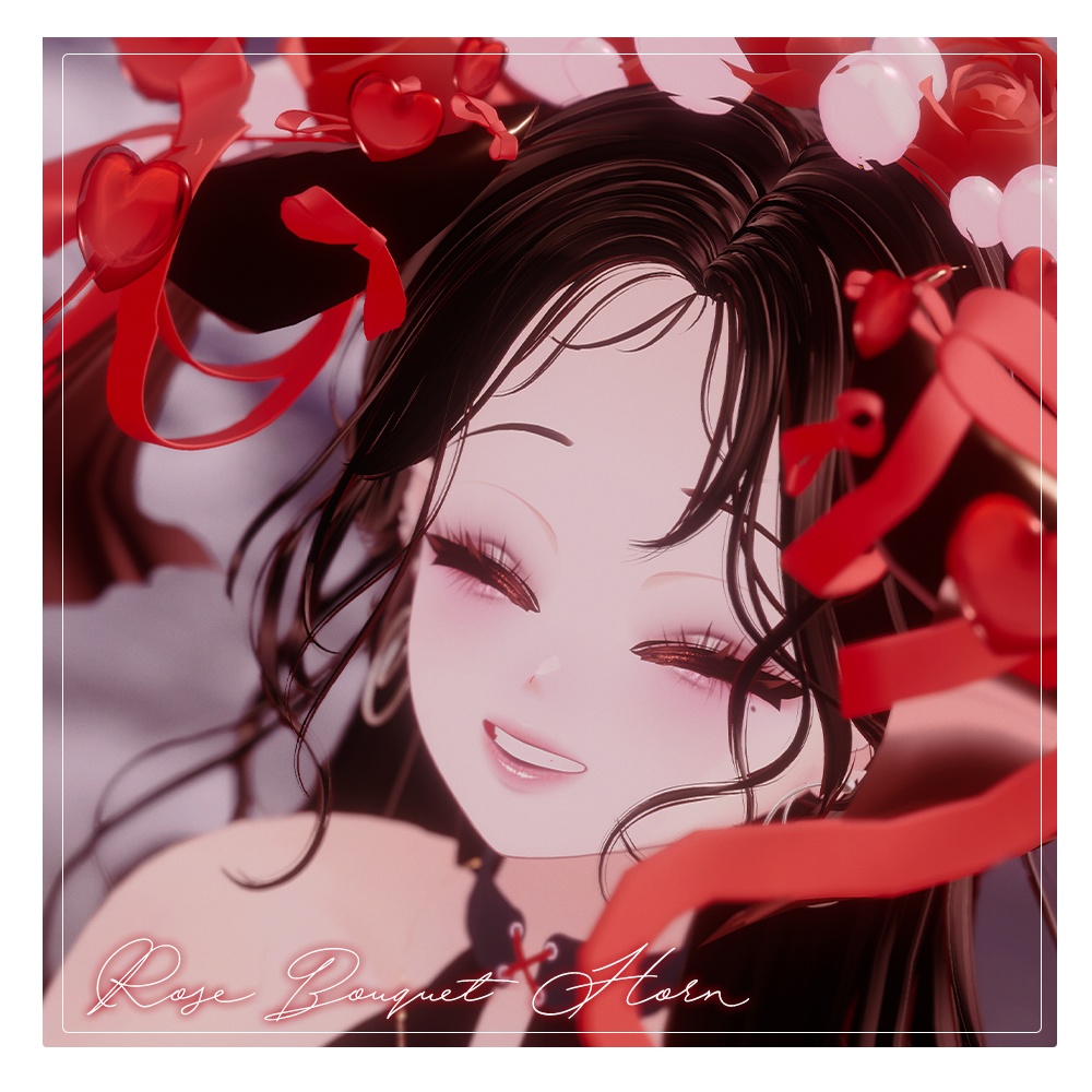 バラの花束と角 Rose Bouquet Horn【 VRChat アクセサリー/ VRChat Accessories 】